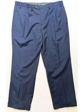 Lauren Ralph Lauren Men's Pleated Front Formal Pants Size 38x29 Navy Blue Solid